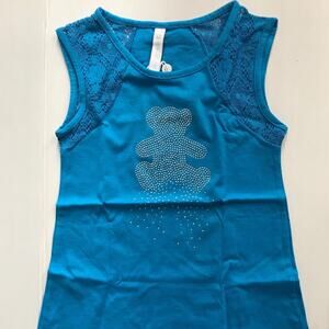Lulu Castagnette little girls Top Teddy Bear embellished graphic Top Lace NWT 6